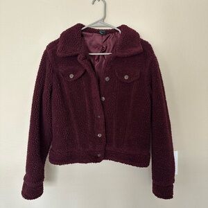 Women's Burgundy Sherpa Jacket